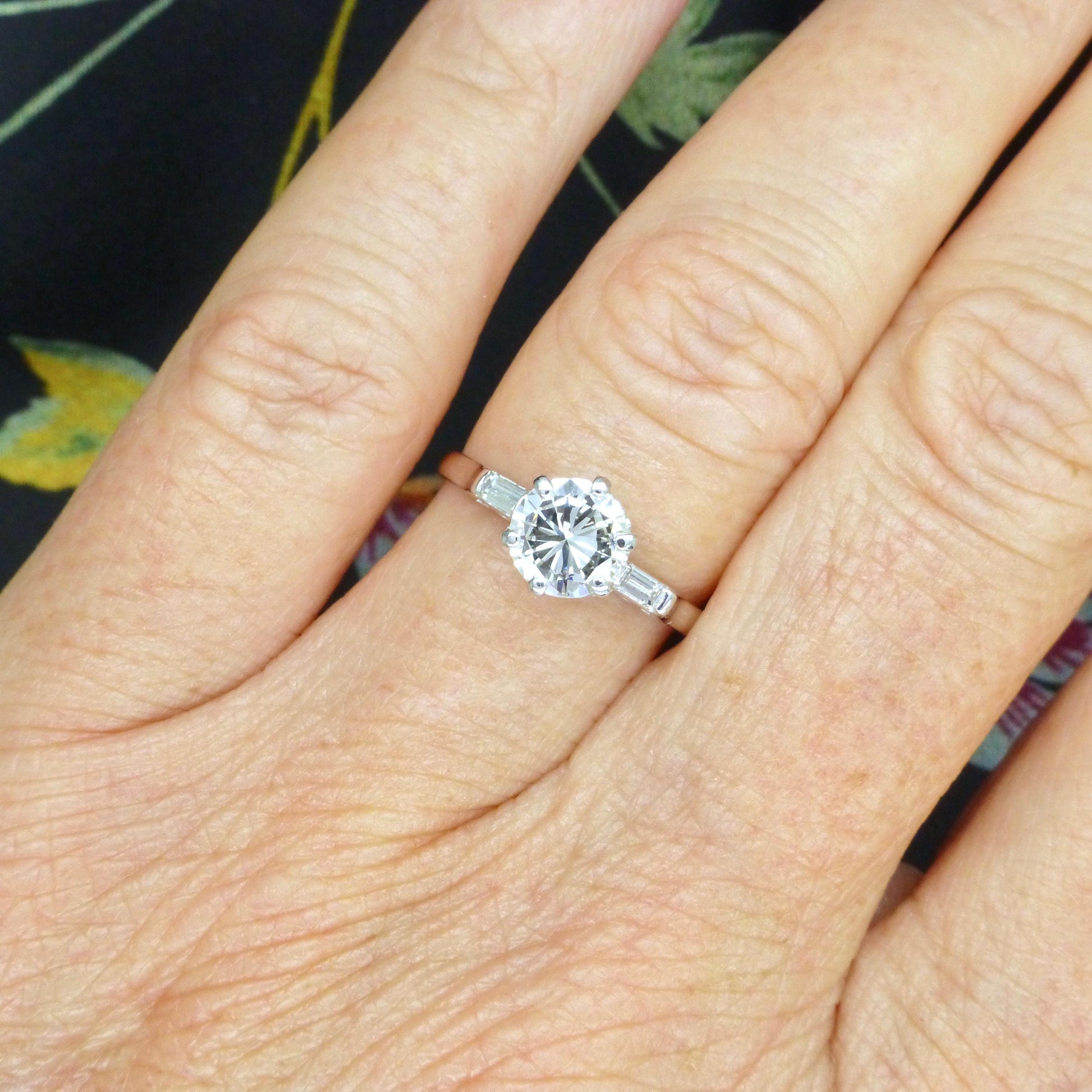 Vintage Platinum brilliant cut natural diamond solitaire ring 0.80 carat.