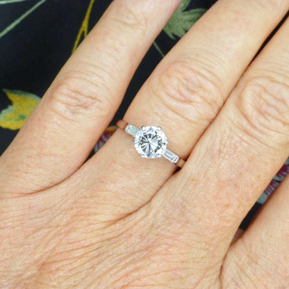Vintage Platinum brilliant cut natural diamond solitaire ring 0.80 carat.