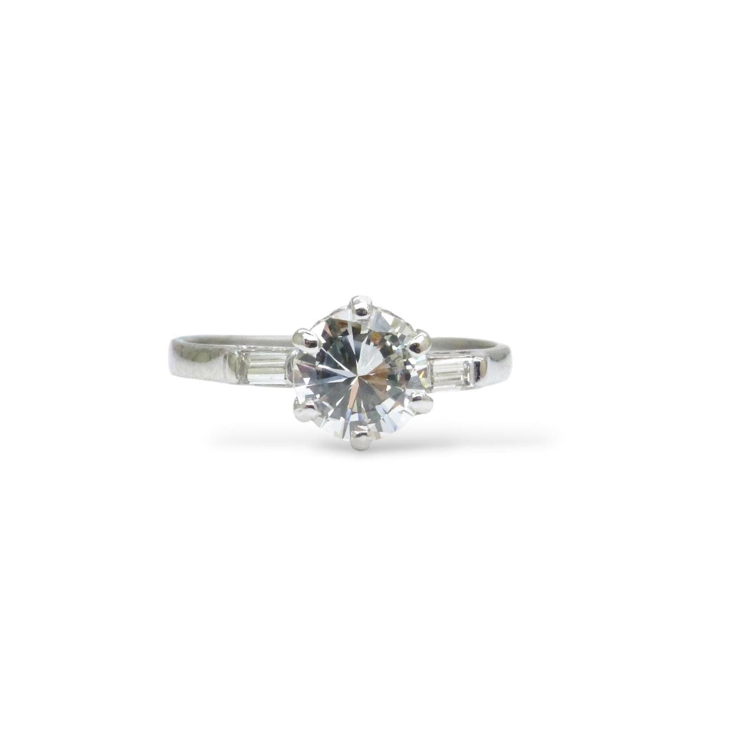 Vintage Platinum brilliant cut natural diamond solitaire ring 0.80 carat.