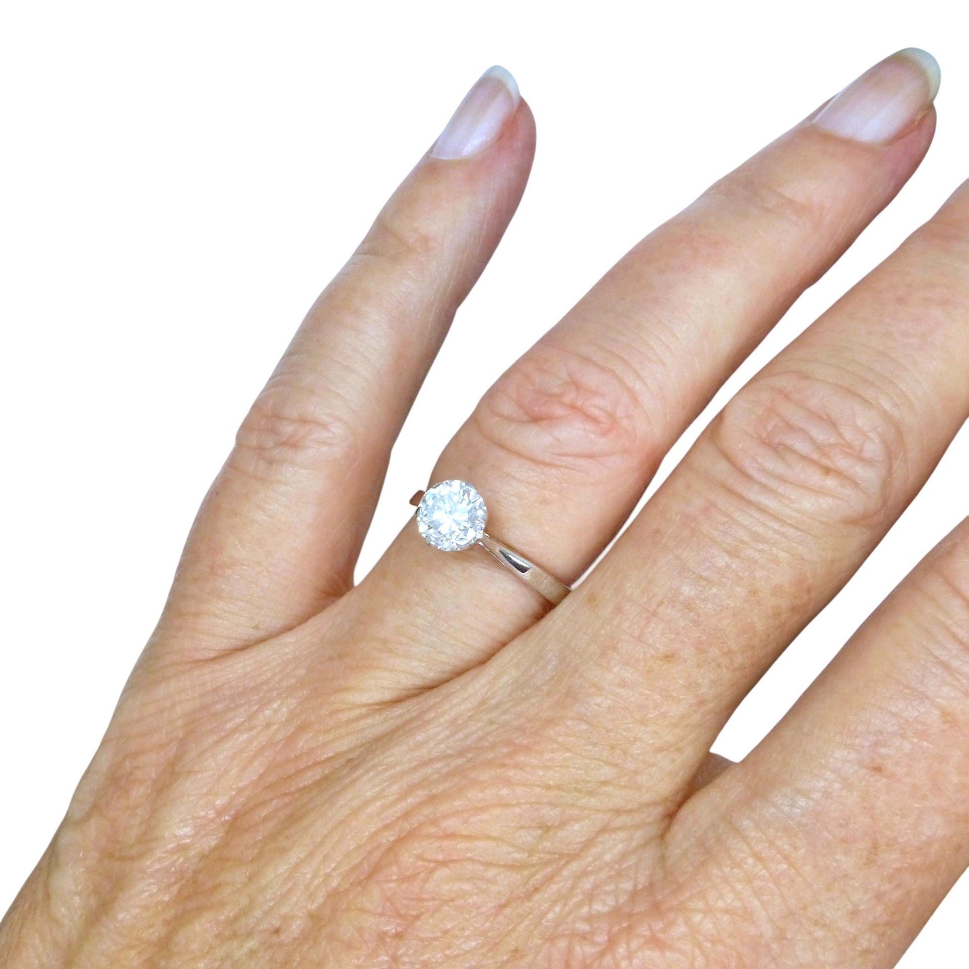 Vintage 18ct white gold brilliant cut natural diamond solitaire ring 0.75ct