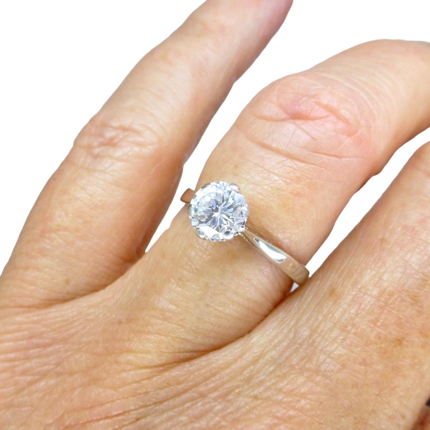 Vintage 18ct white gold brilliant cut natural diamond solitaire ring 0.75ct