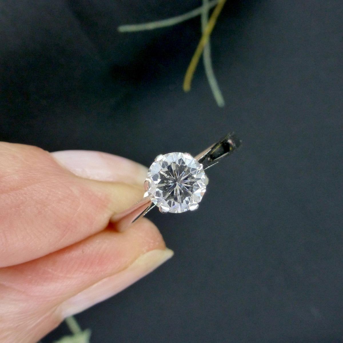 Vintage 18ct white gold brilliant cut natural diamond solitaire ring 0.75ct