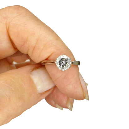 Vintage 18ct white gold brilliant cut natural diamond solitaire ring 0.75ct