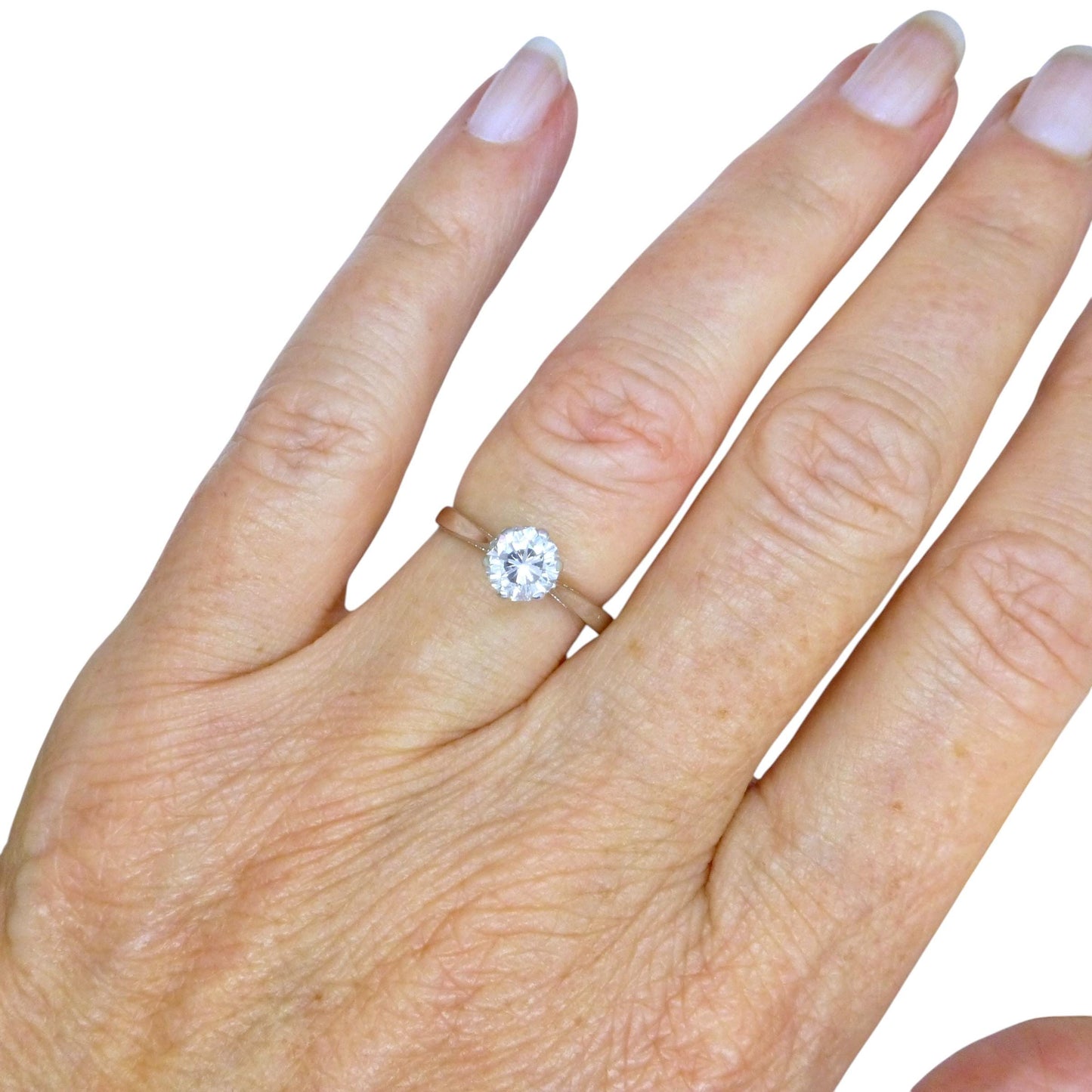 Vintage 18ct white gold brilliant cut natural diamond solitaire ring 0.75ct