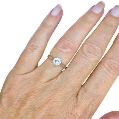 Vintage 18ct white gold brilliant cut natural diamond solitaire ring 0.75ct