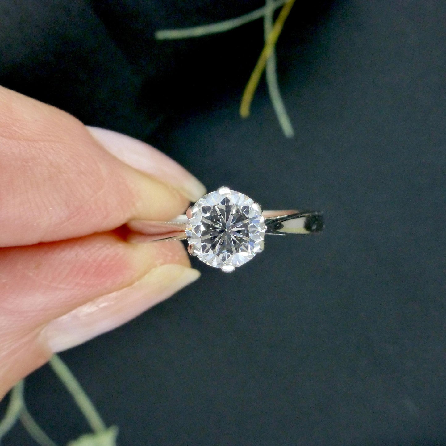 Vintage 18ct white gold brilliant cut natural diamond solitaire ring 0.75ct