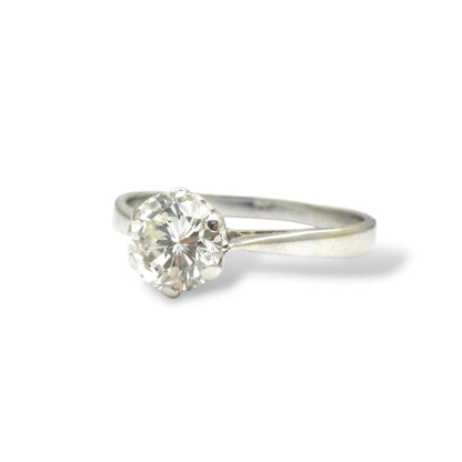 Vintage 18ct white gold brilliant cut natural diamond solitaire ring 0.75ct