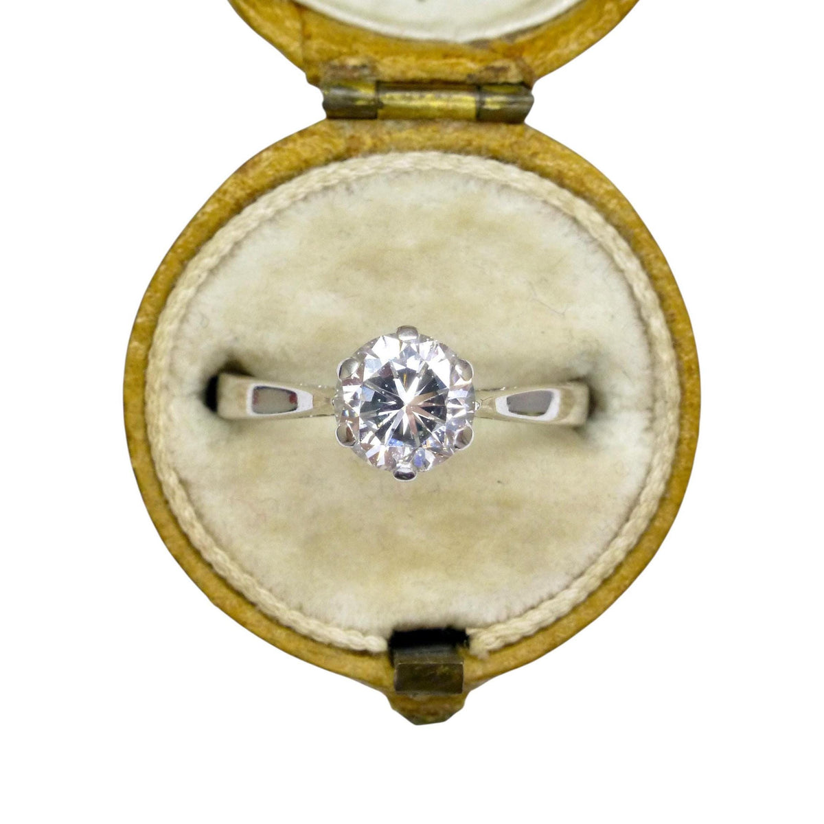 Vintage 18ct white gold brilliant cut natural diamond solitaire ring 0.75ct