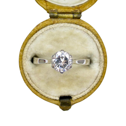 Vintage 18ct white gold brilliant cut natural diamond solitaire ring 0.75ct