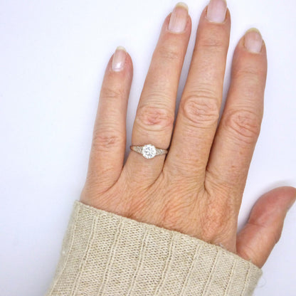 Antique Platinum old transitional cut diamond solitaire ring 0.75ct c1920's
