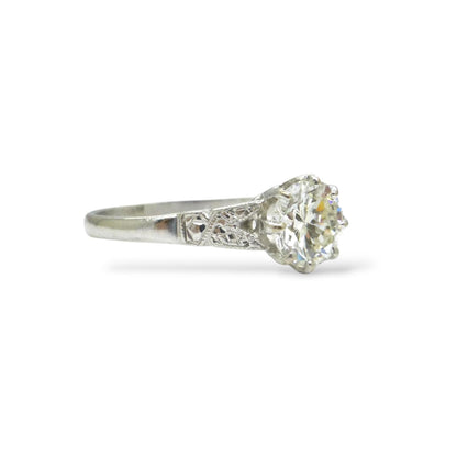 Antique Platinum old transitional cut diamond solitaire ring 0.75ct c1920's