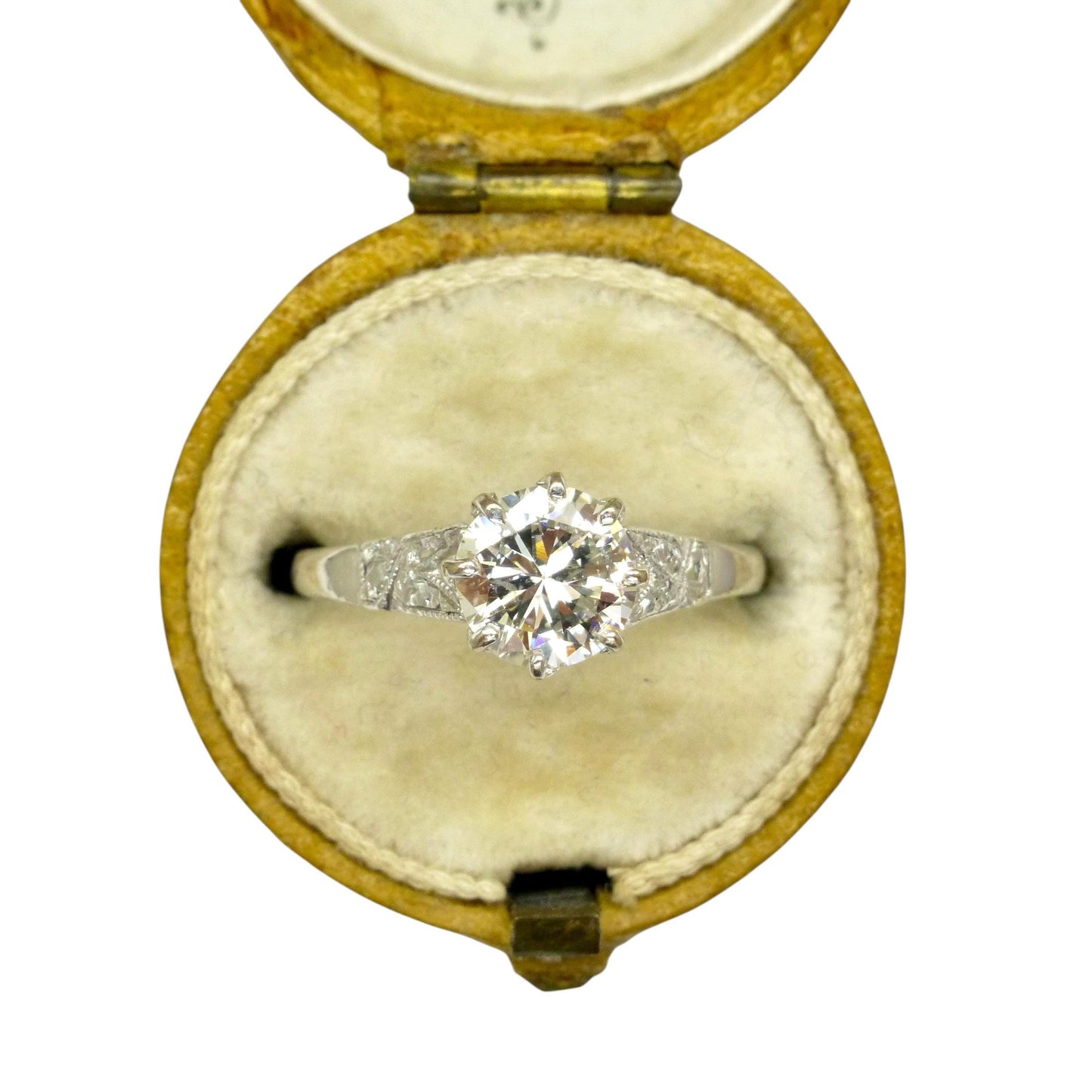 Antique Platinum old transitional cut diamond solitaire ring 0.75ct c1920's