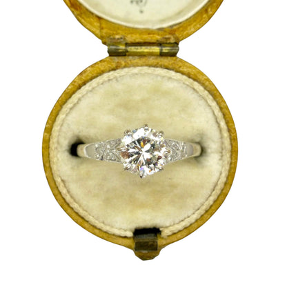 Antique Platinum old transitional cut diamond solitaire ring 0.75ct c1920's