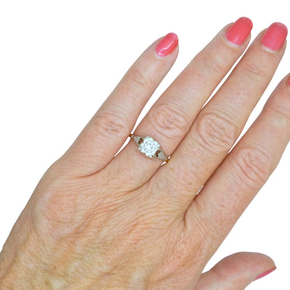 Antique 18ct & Platinum natural diamond solitaire ring 0.35ct