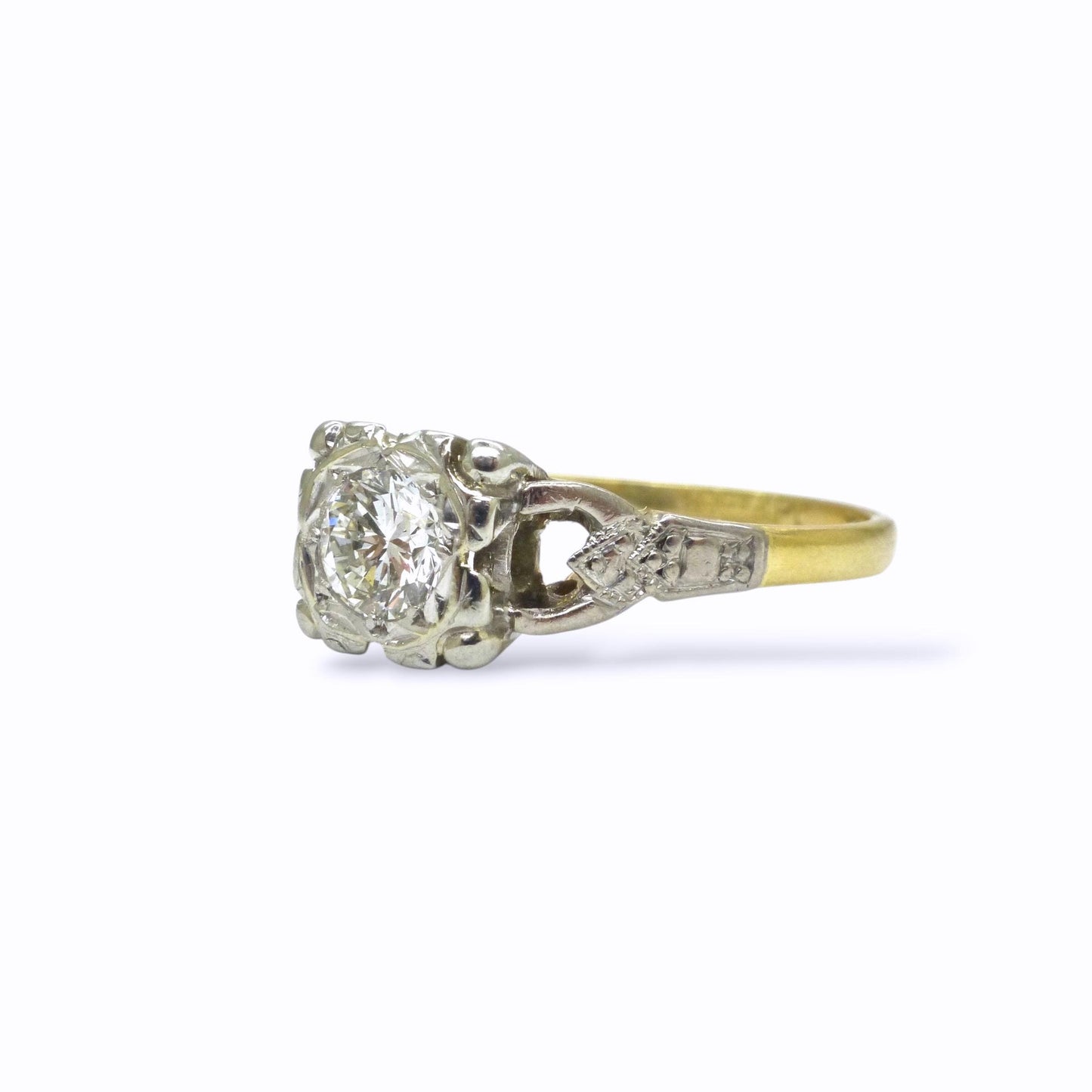 Antique 18ct & Platinum natural diamond solitaire ring 0.35ct