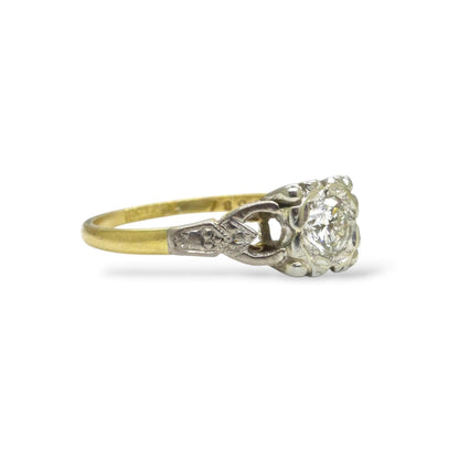 Antique 18ct & Platinum natural diamond solitaire ring 0.35ct