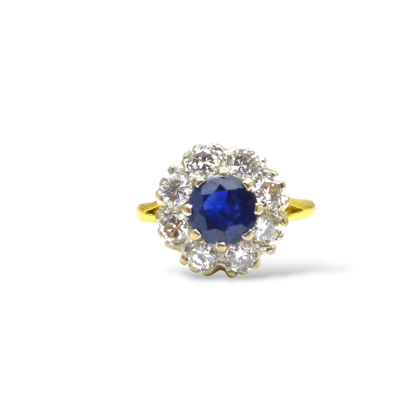 Vintage 18ct sapphire & diamond round cluster ring ~ With Valuation