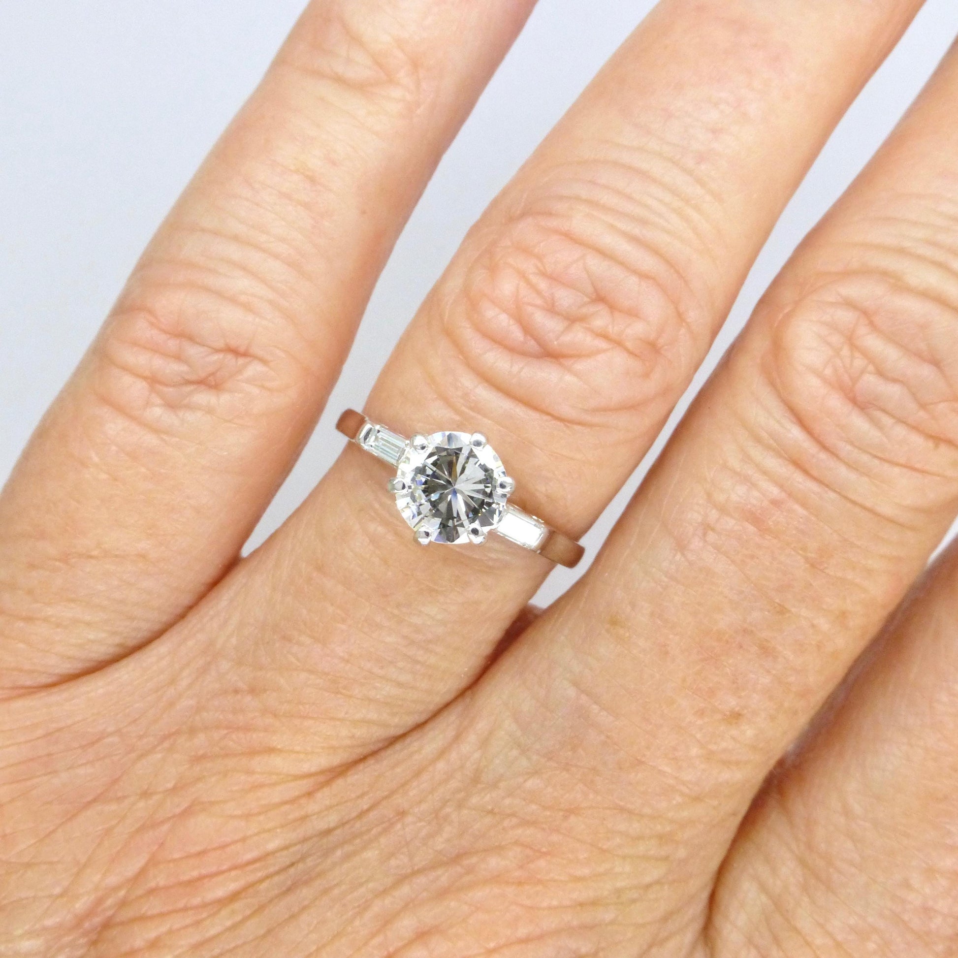 Vintage Platinum brilliant cut natural diamond solitaire ring 0.80 carat.