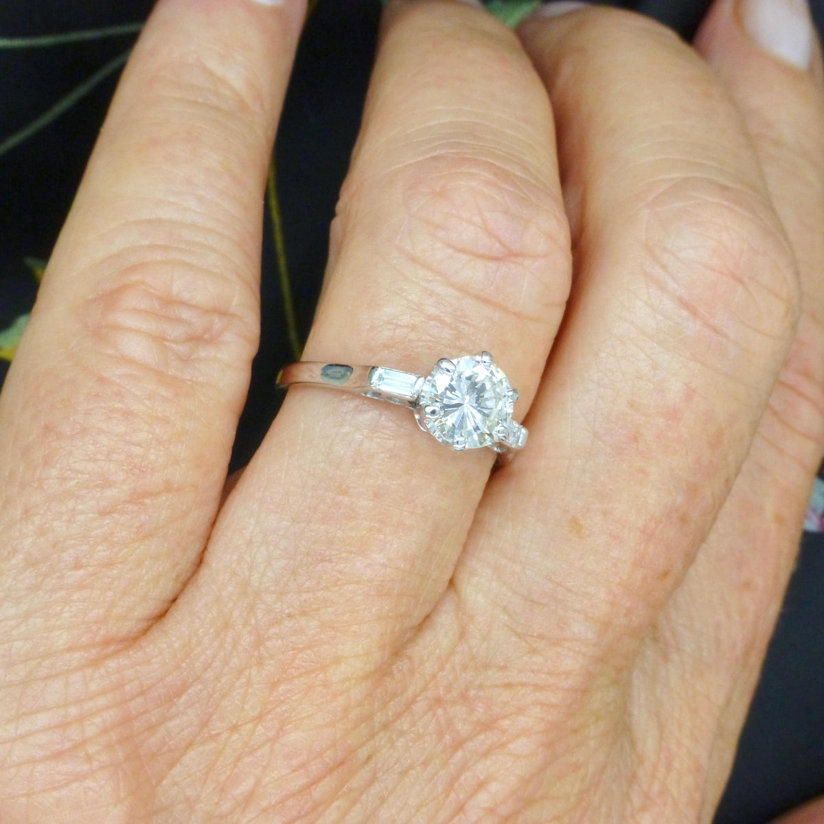 Vintage Platinum brilliant cut natural diamond solitaire ring 0.80 carat.