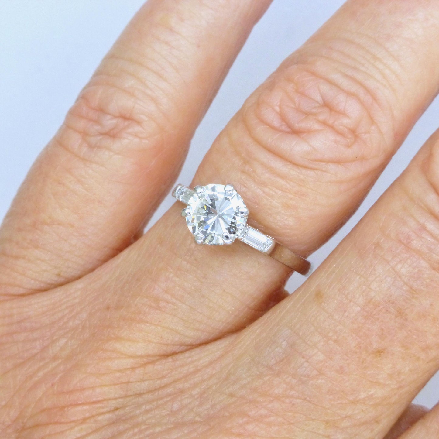 Vintage Platinum brilliant cut natural diamond solitaire ring 0.80 carat.