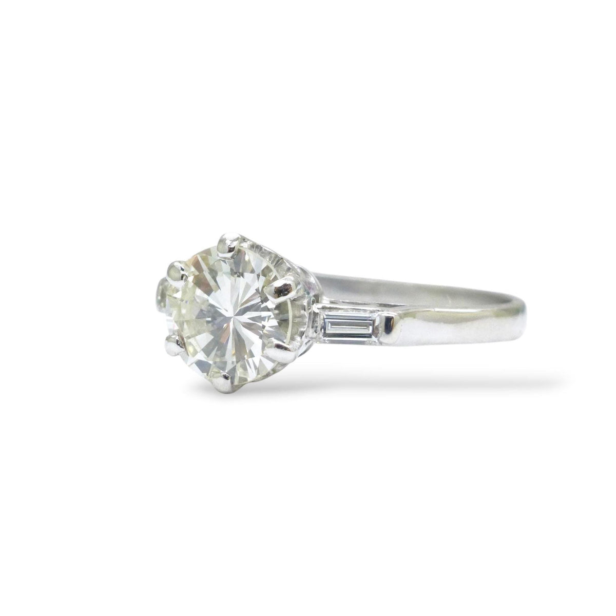 Vintage Platinum brilliant cut natural diamond solitaire ring 0.80 carat.