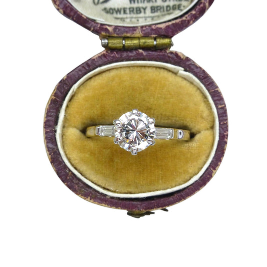 Vintage Platinum brilliant cut natural diamond solitaire ring 0.80 carat.
