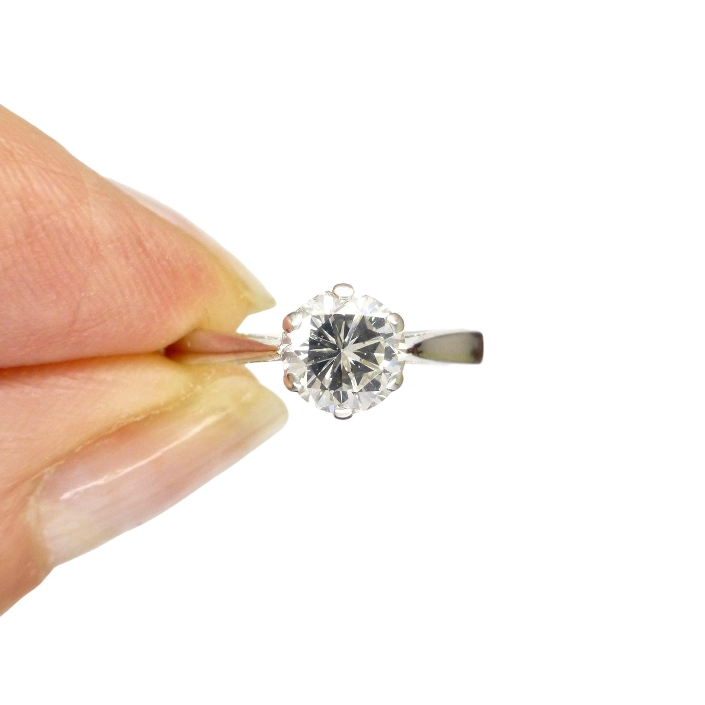 Vintage 18ct white gold brilliant cut natural diamond solitaire ring 0.75ct