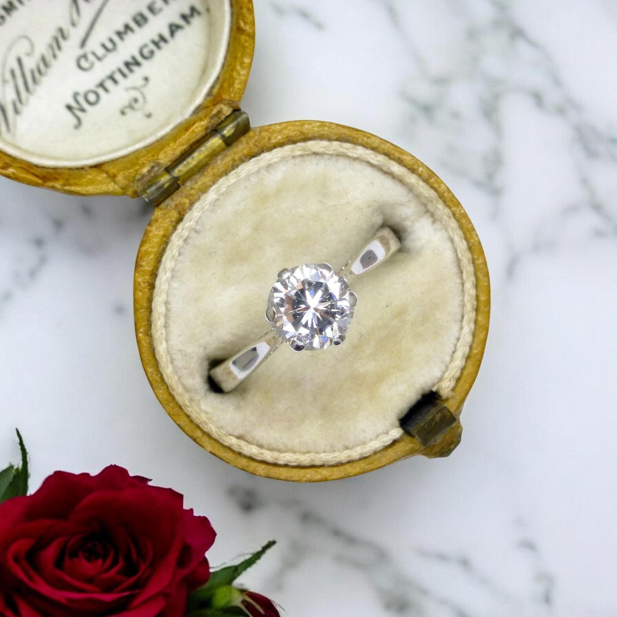 Vintage 18ct white gold brilliant cut natural diamond solitaire ring 0.75ct