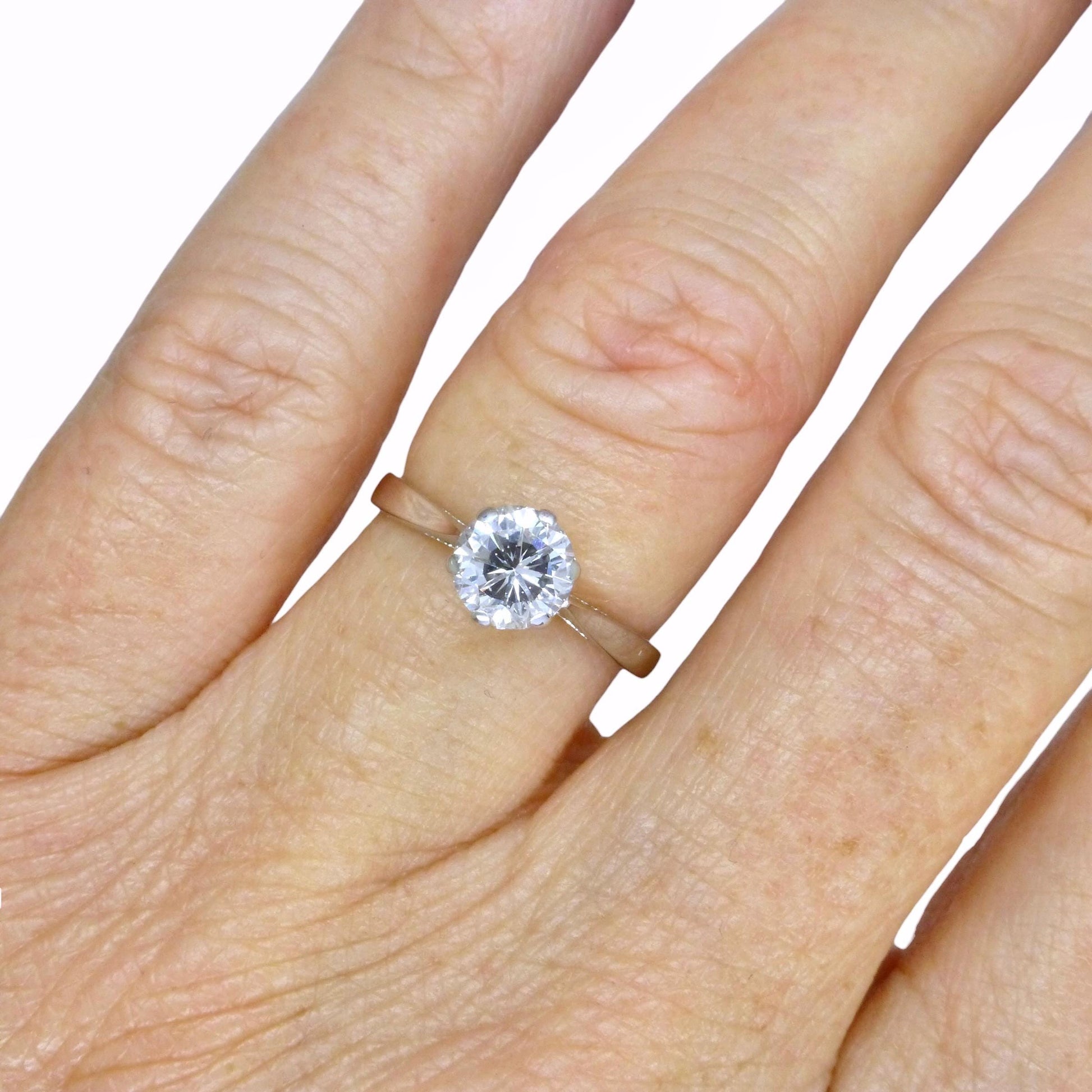 Vintage 18ct white gold brilliant cut natural diamond solitaire ring 0.75ct
