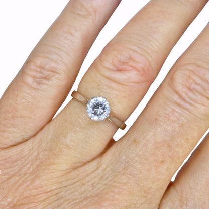Vintage 18ct white gold brilliant cut natural diamond solitaire ring 0.75ct