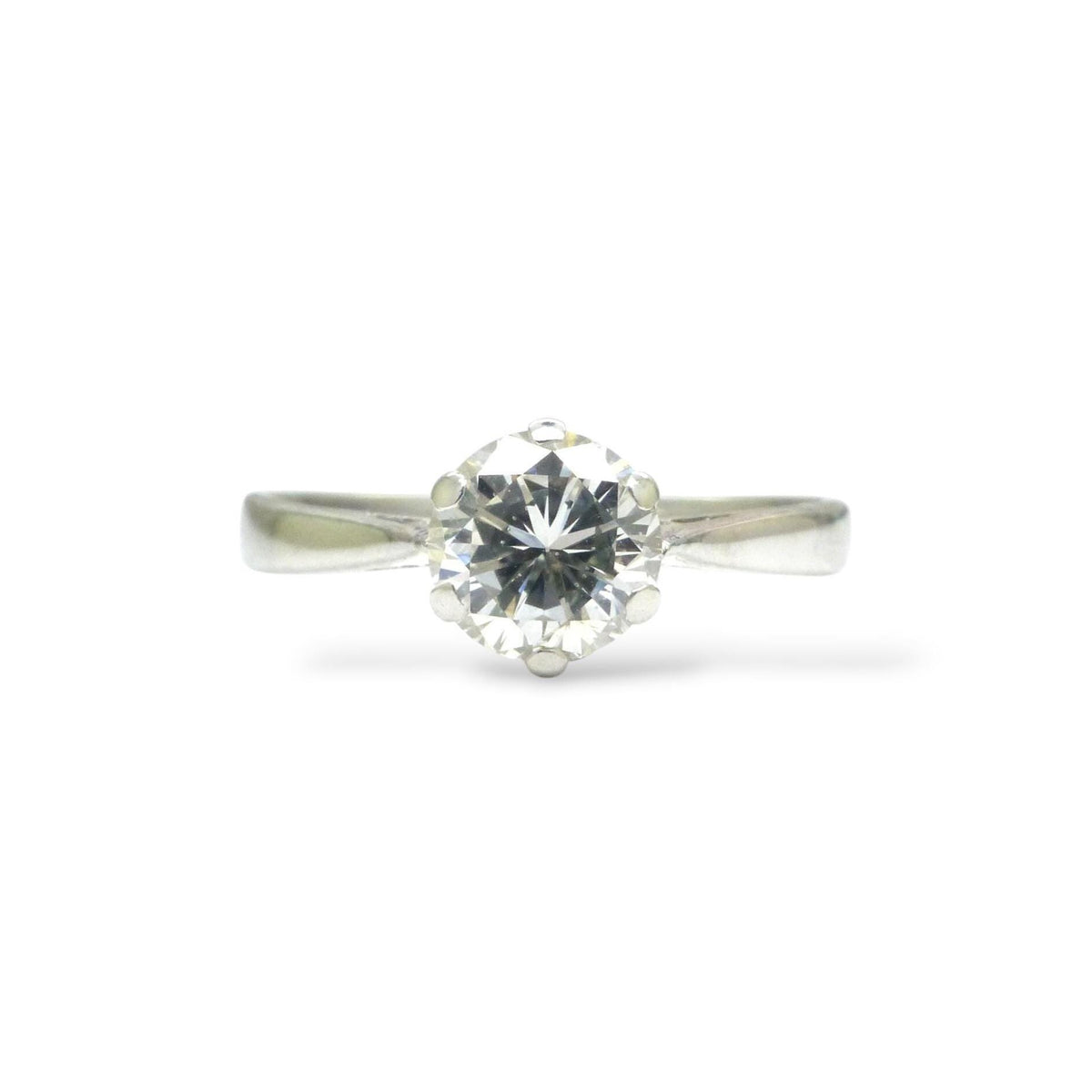 Vintage 18ct white gold brilliant cut natural diamond solitaire ring 0.75ct
