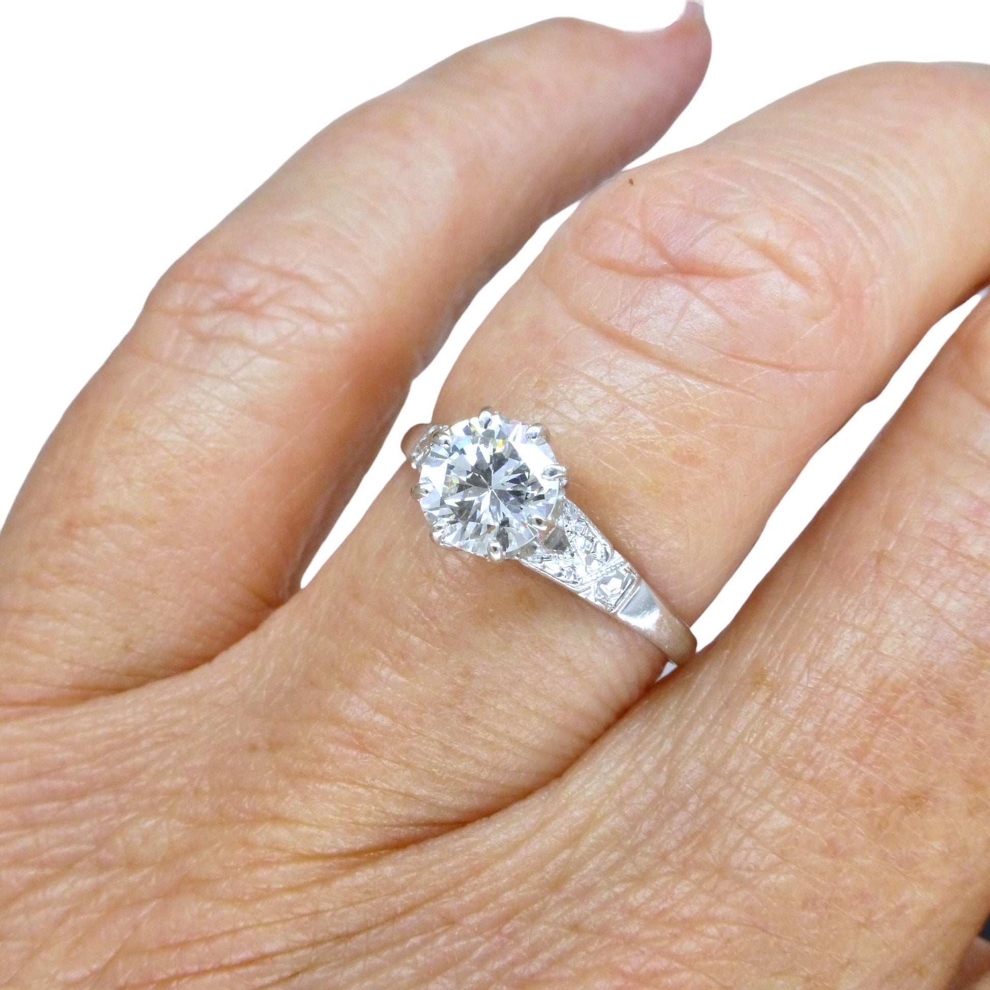 Antique Platinum old transitional cut diamond solitaire ring 0.75ct c1920's