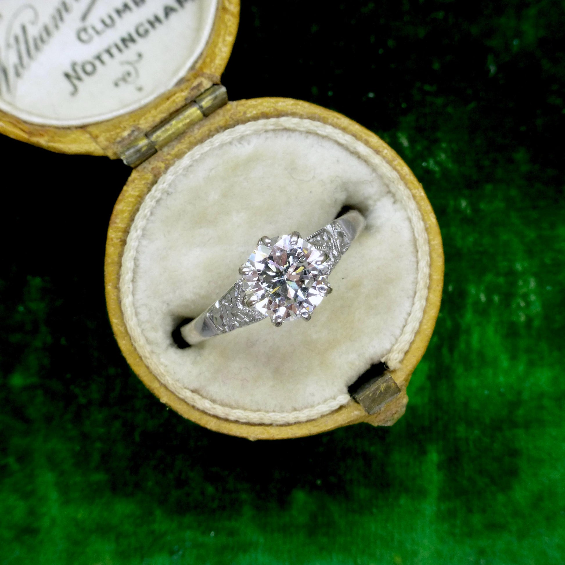 Antique Platinum old transitional cut diamond solitaire ring 0.75ct c1920's