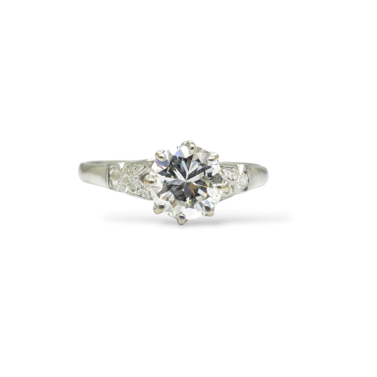 Antique Platinum old transitional cut diamond solitaire ring 0.75ct c1920's