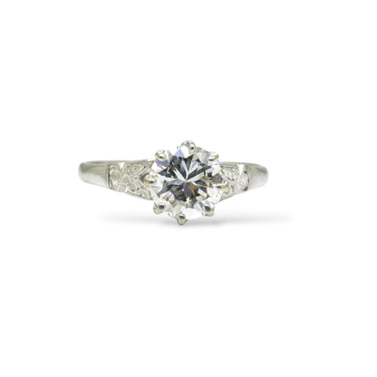 Antique Platinum old transitional cut diamond solitaire ring 0.75ct c1920's