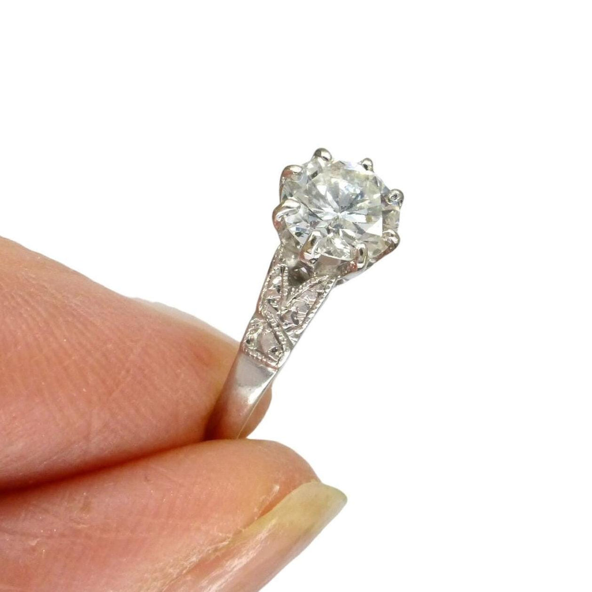 Antique Platinum old transitional cut diamond solitaire ring 0.75ct c1920's