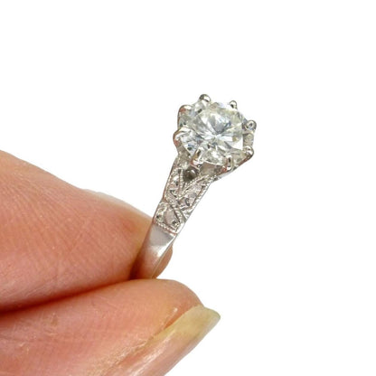 Antique Platinum old transitional cut diamond solitaire ring 0.75ct c1920's