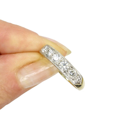 Vintage natural Diamond pave set half eternity wedding ring 9ct gold 0.55ct