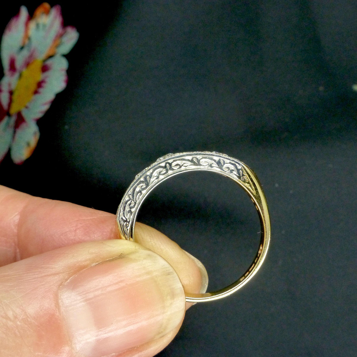 Vintage natural Diamond pave set half eternity wedding ring 9ct gold 0.55ct