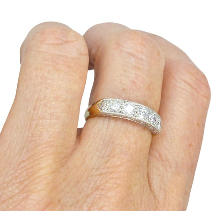 Vintage natural Diamond pave set half eternity wedding ring 9ct gold 0.55ct