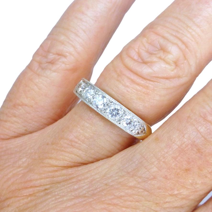 Vintage natural Diamond pave set half eternity wedding ring 9ct gold 0.55ct