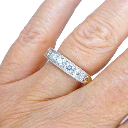 Vintage natural Diamond pave set half eternity wedding ring 9ct gold 0.55ct