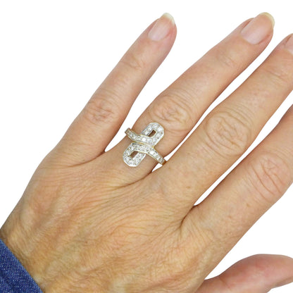 Vintage Art Deco style 9ct gold diamond cluster panel ring
