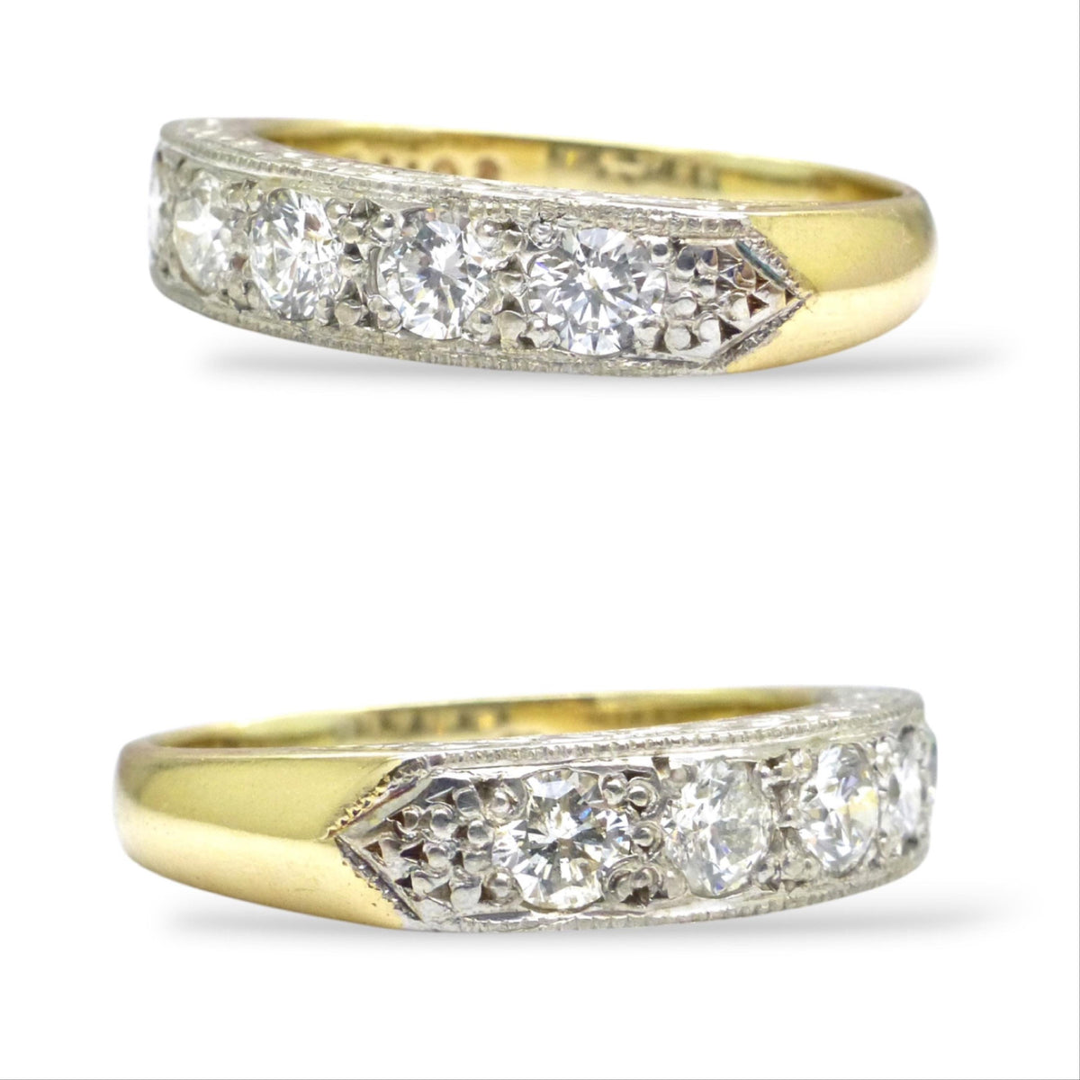 Vintage natural Diamond pave set half eternity wedding ring 9ct gold 0.55ct