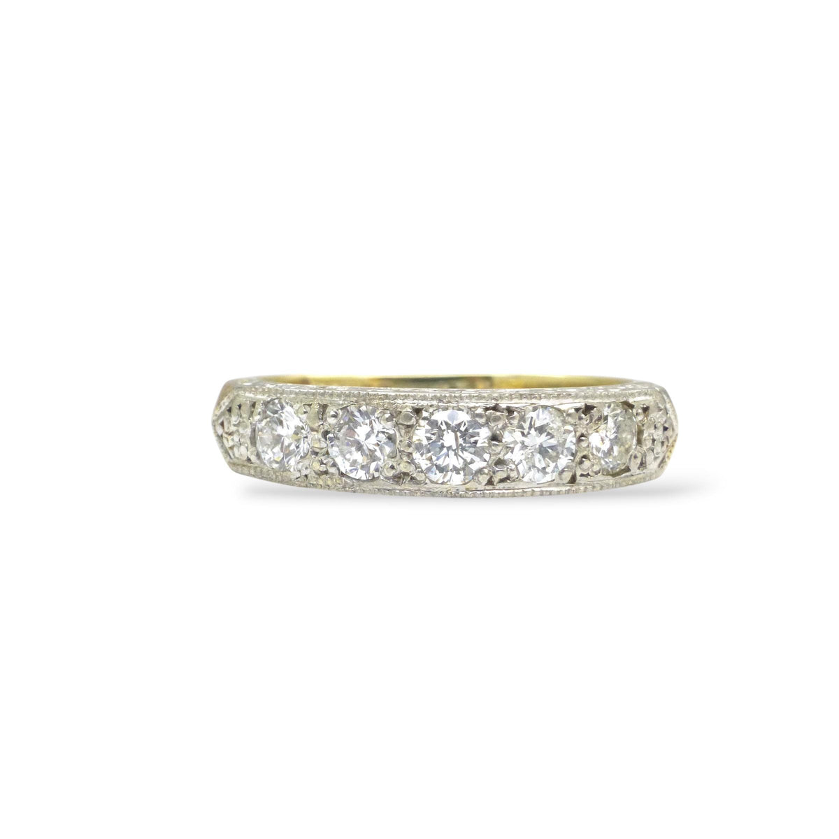 Vintage natural Diamond pave set half eternity wedding ring 9ct gold 0.55ct