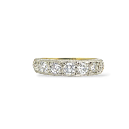 Vintage natural Diamond pave set half eternity wedding ring 9ct gold 0.55ct