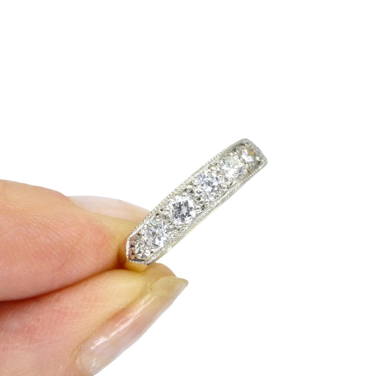 Vintage natural Diamond pave set half eternity wedding ring 9ct gold 0.55ct