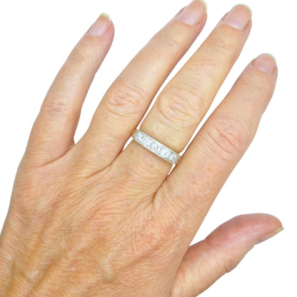 Vintage natural Diamond pave set half eternity wedding ring 9ct gold 0.55ct
