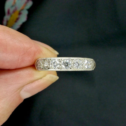 Vintage natural Diamond pave set half eternity wedding ring 9ct gold 0.55ct
