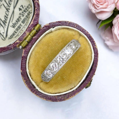 Vintage natural Diamond pave set half eternity wedding ring 9ct gold 0.55ct